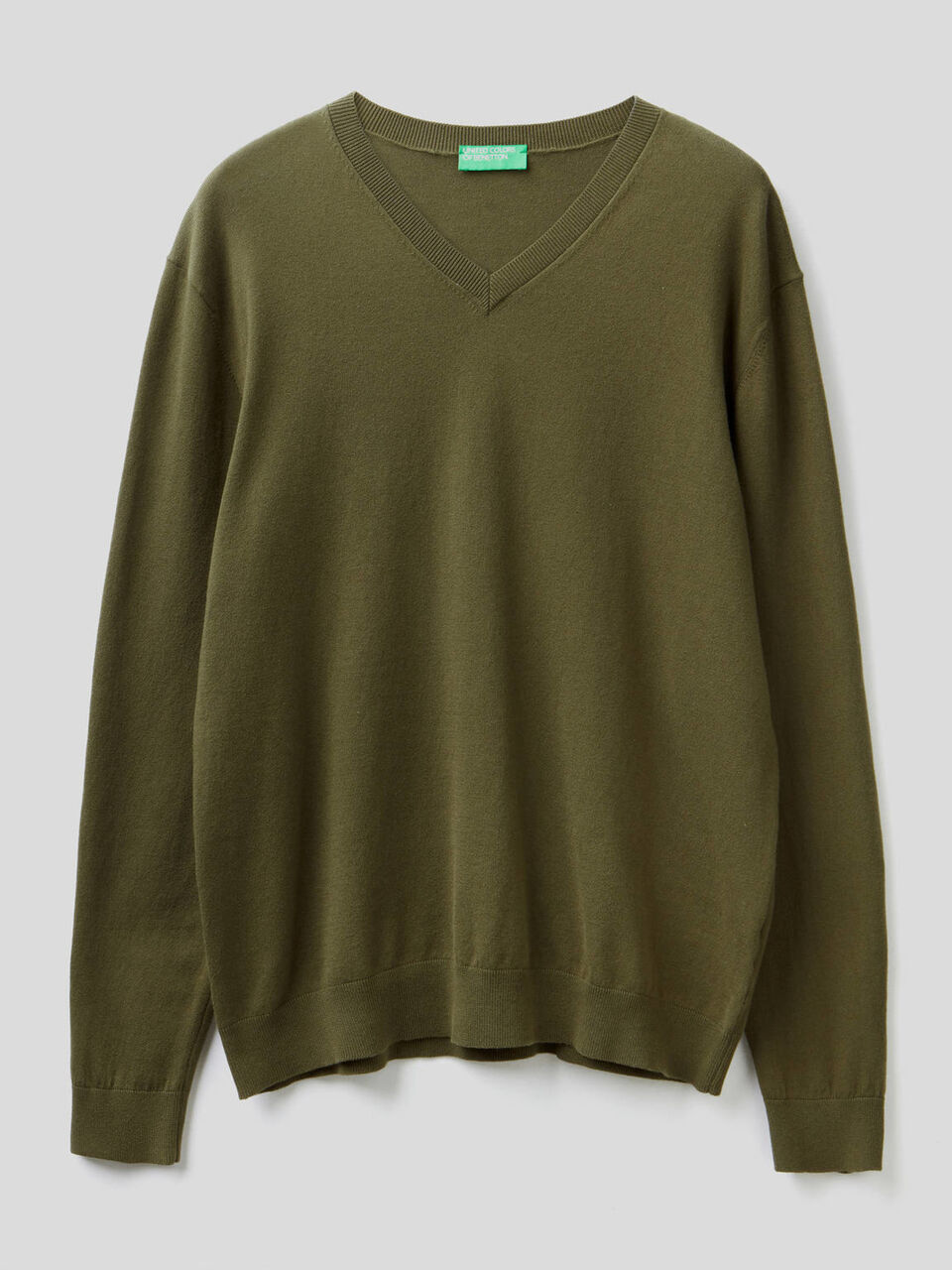 V-neck sweater in cotton blend image number 1