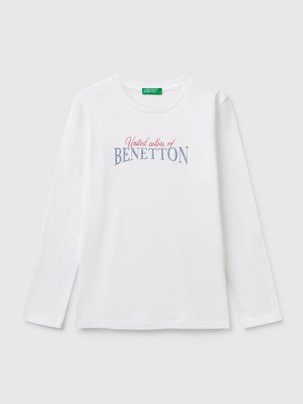 Long sleeve t-shirt with glittery print Junior Girl