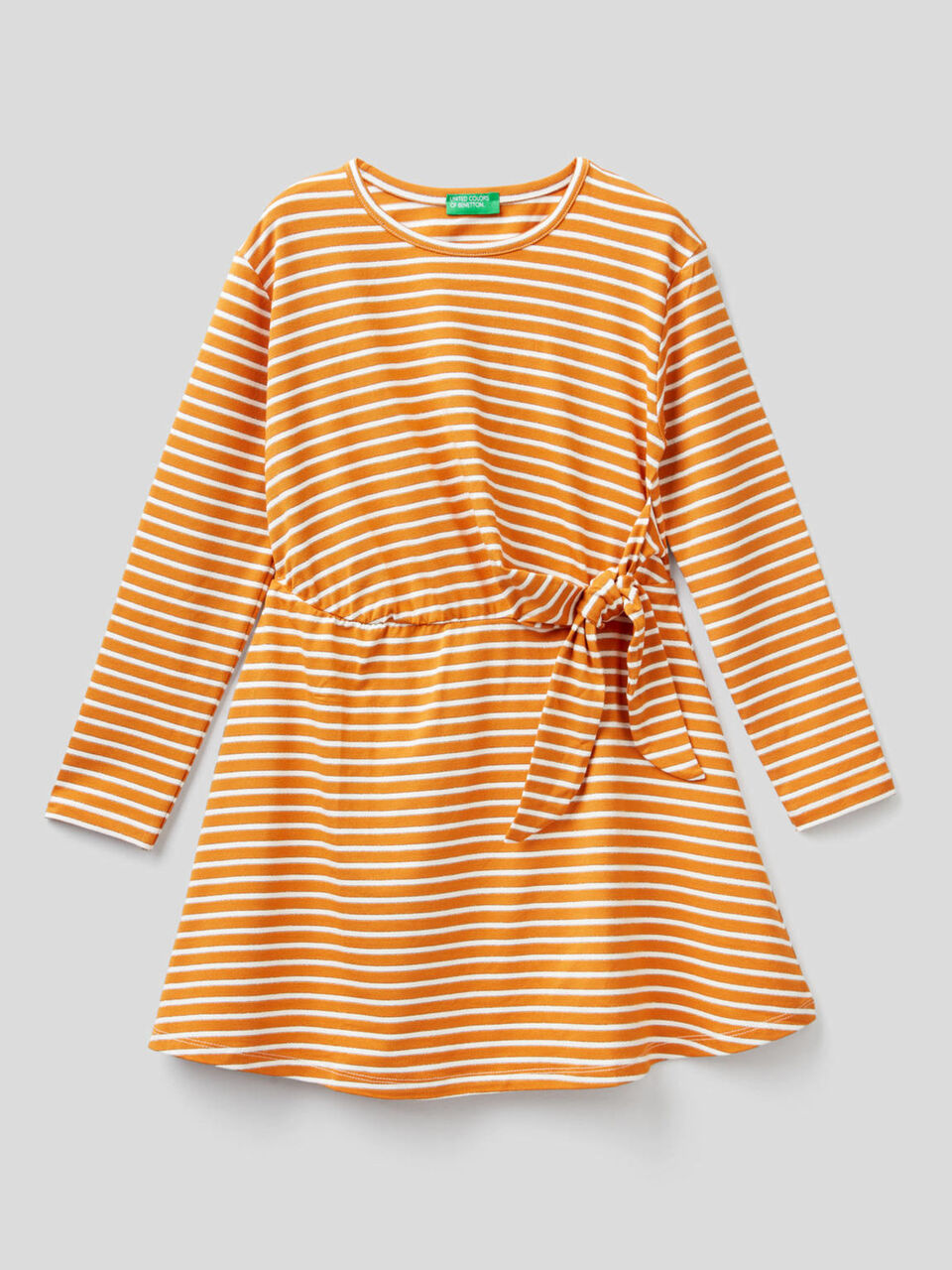Striped dress with bow at waist image number 1