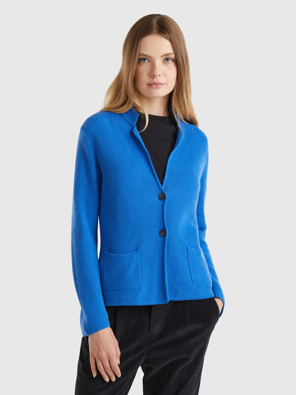 Knit jacket in wool and cashmere blend Women