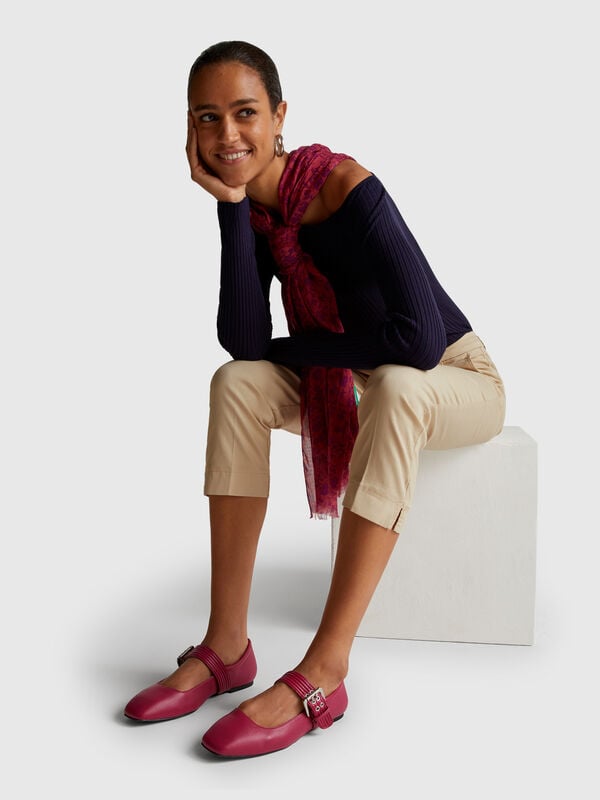 Cropped chinos in stretch cotton Women