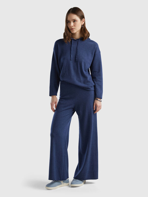 Air force blue wide trousers in cashmere and wool blend Women