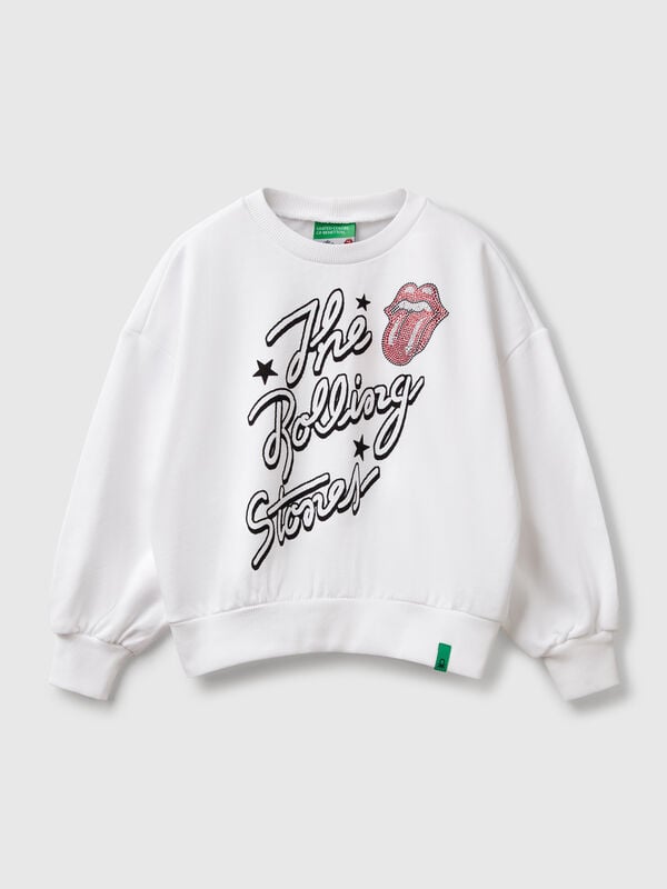 Oversized fit "The Rolling Stones" sweatshirt with rhinestone Junior Girl