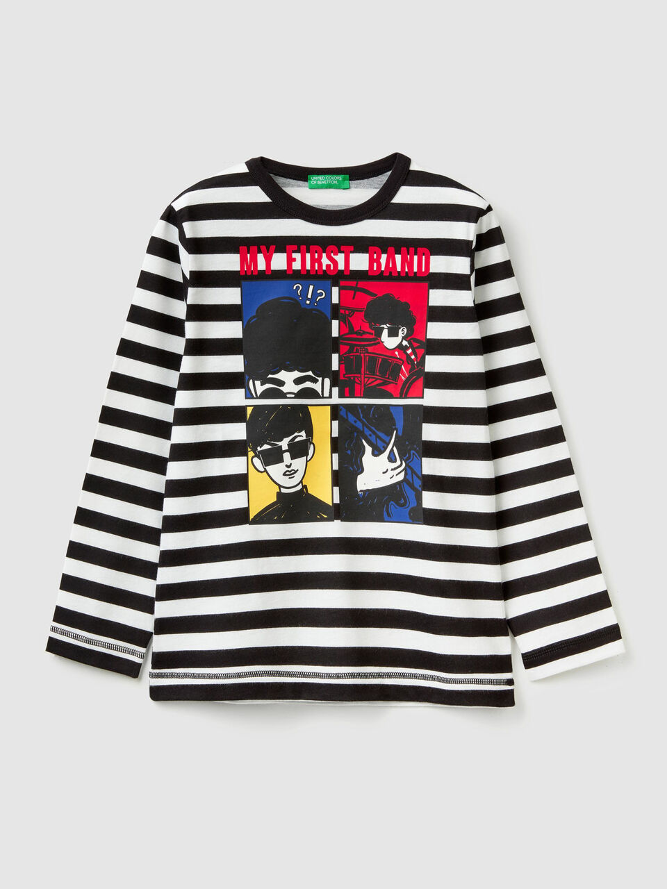 Striped t-shirt with print image number 1