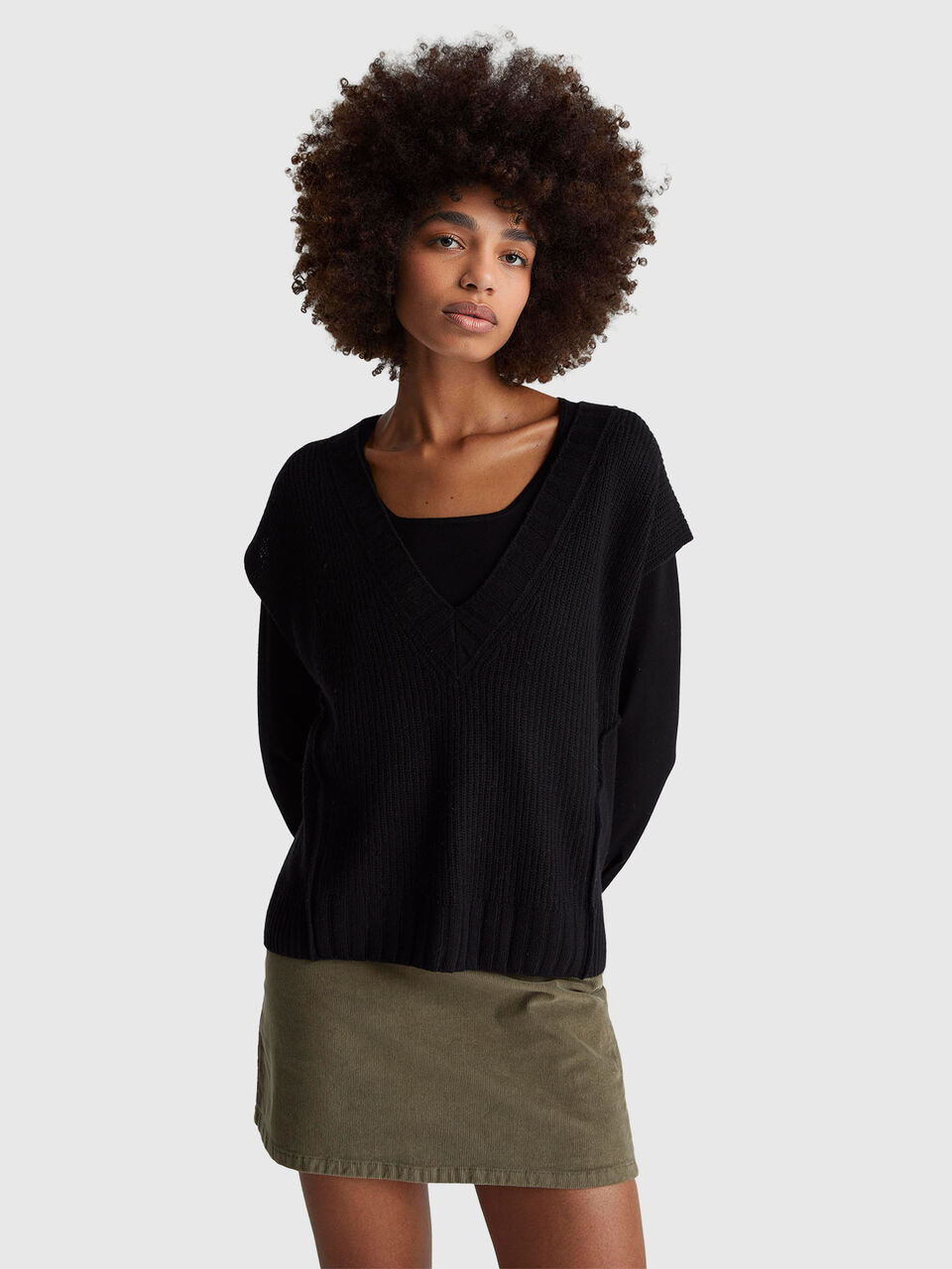 S/L V NECK SWEATER Women image number null