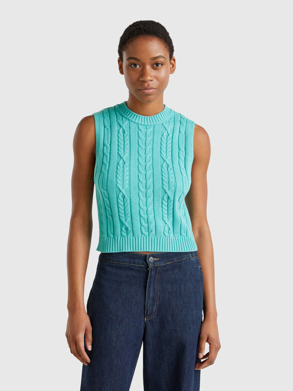 Cropped braided vest Women