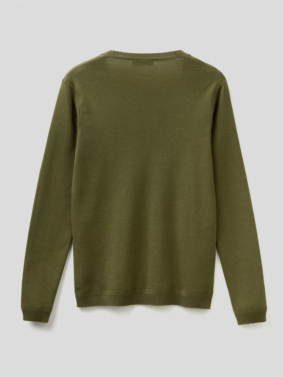 Pure cotton sweater with V-neck image number 2