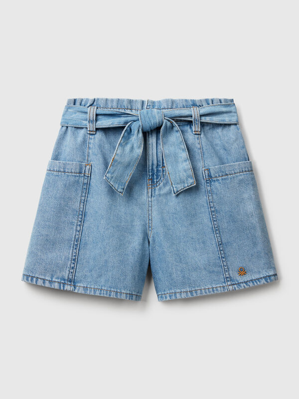 Light denim paperbag bermudas Junior Girl