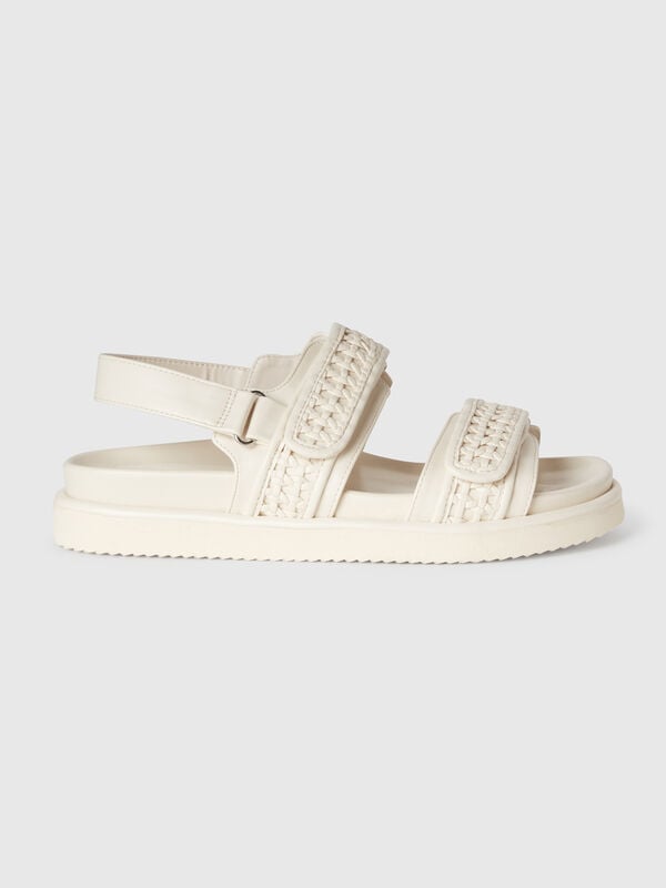 Open-toe sandals in imitation fabric Women