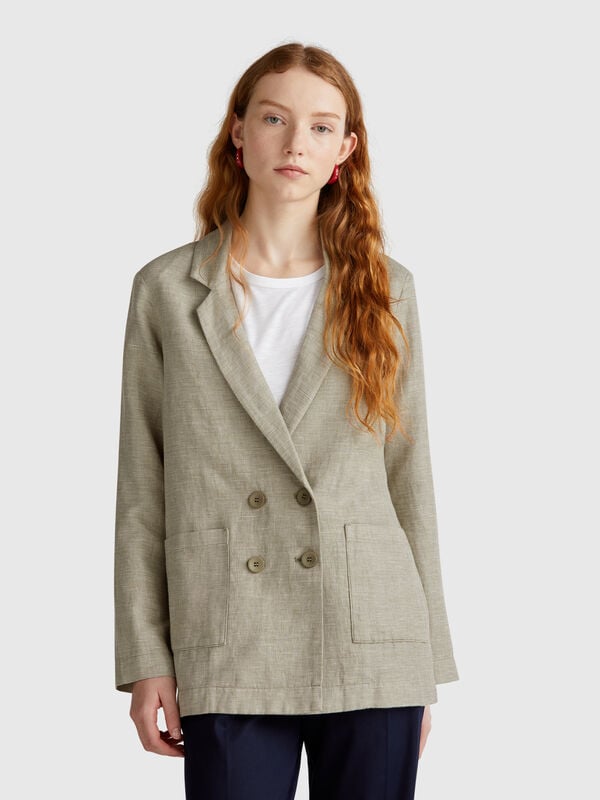 Double-breasted jacket in linen blend Women