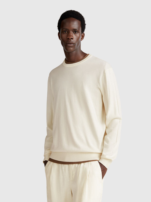 100% cotton crew neck sweater Men