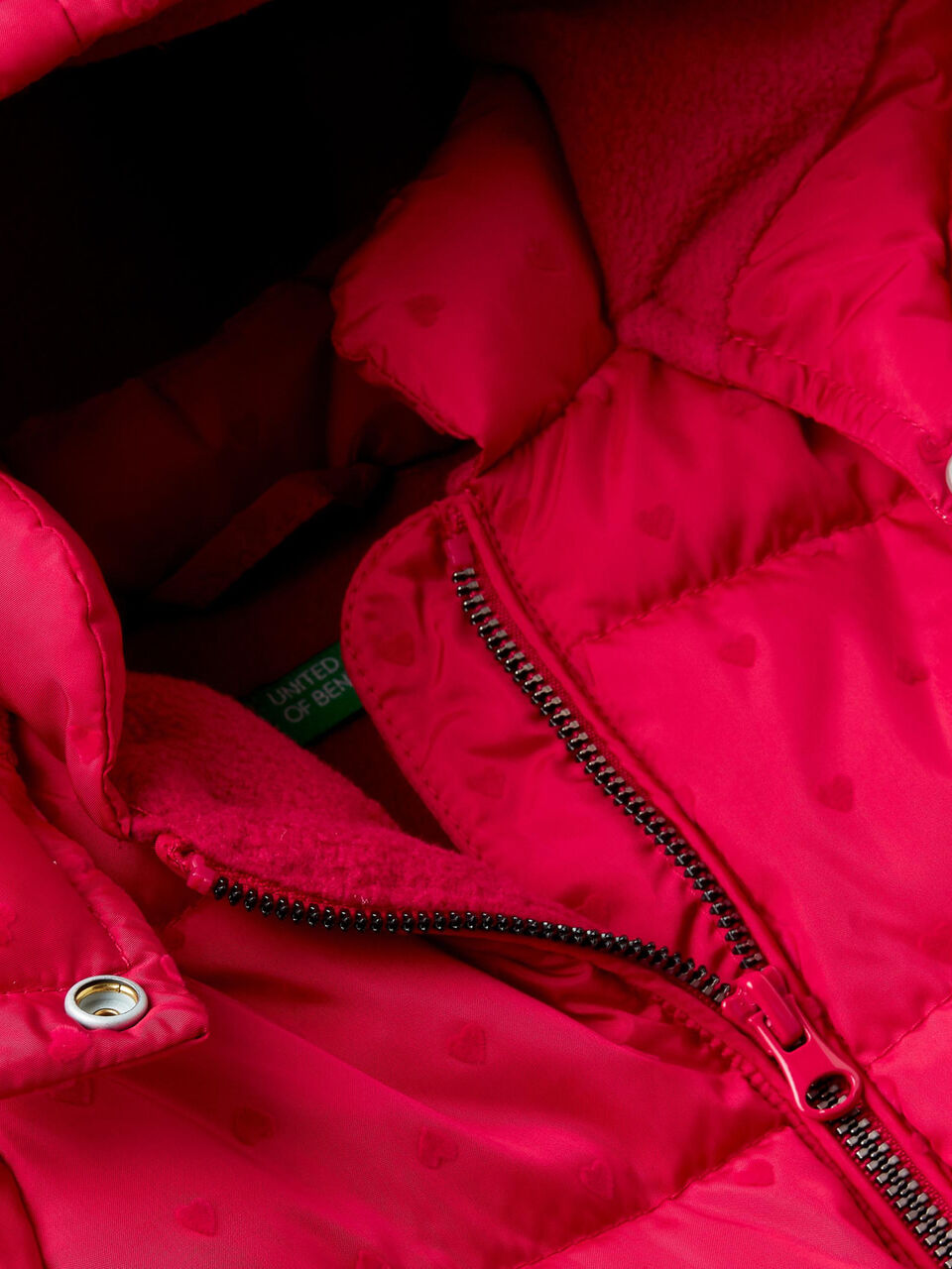 Jacket With Heart Print And Hood