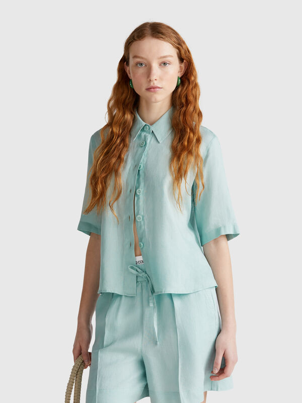 Short shirt in pure linen Women