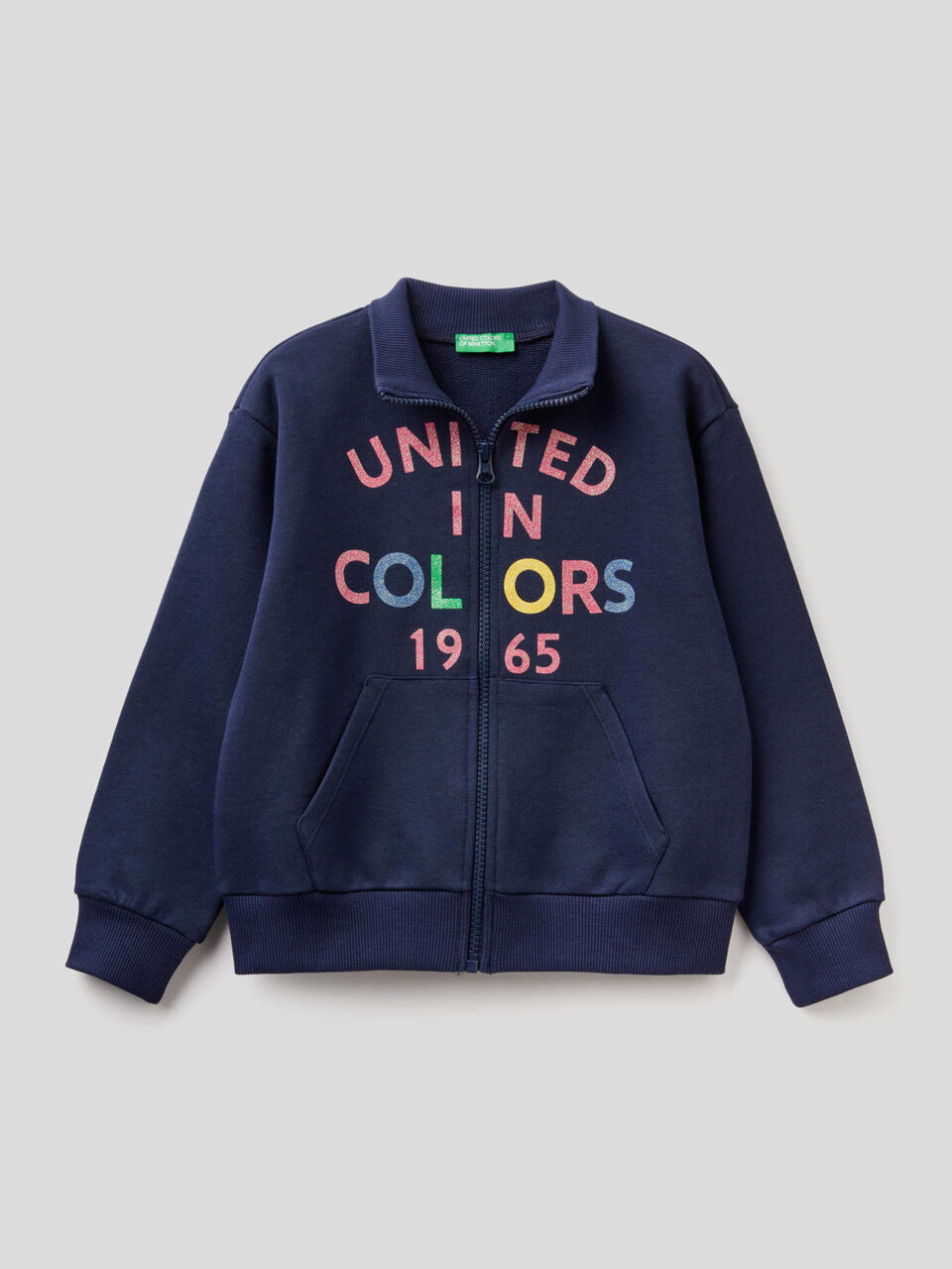 Pure cotton sweatshirt with zipper image number 1
