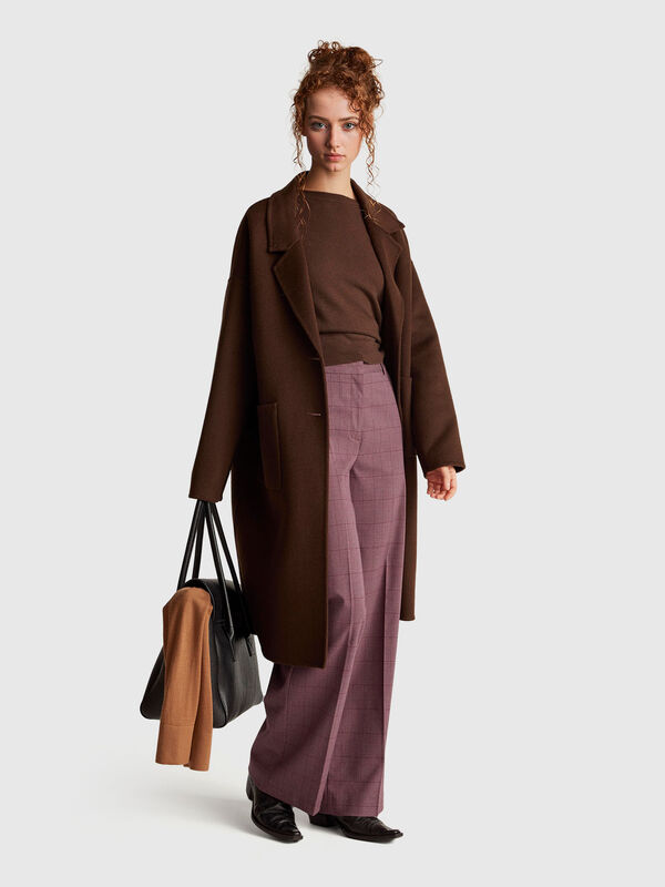 Pink wide-leg houndstooth trousers Pink wide-leg houndstooth trousers Women