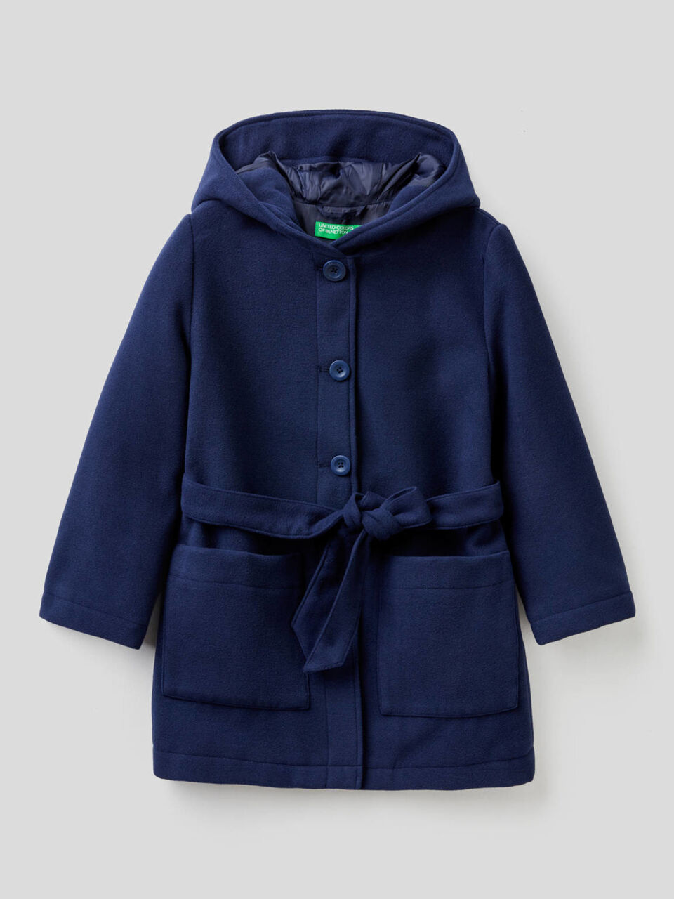 Coat with hood and belt image number 1