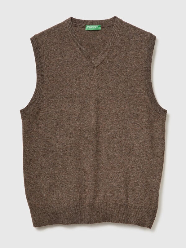 Dark gray vest in pure Merino wool Men