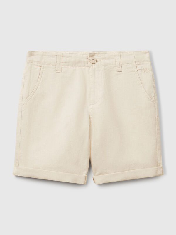 Chino bermudas in pure linen Junior Boy