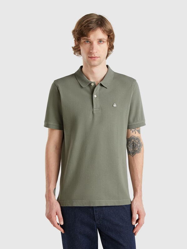 Sage green slim fit polo Men