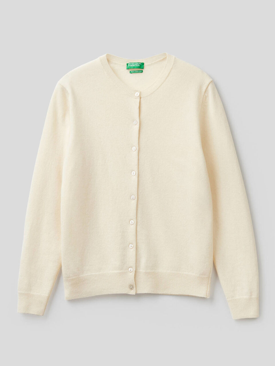 Crew neck cardigan in pure virgin wool image number 1