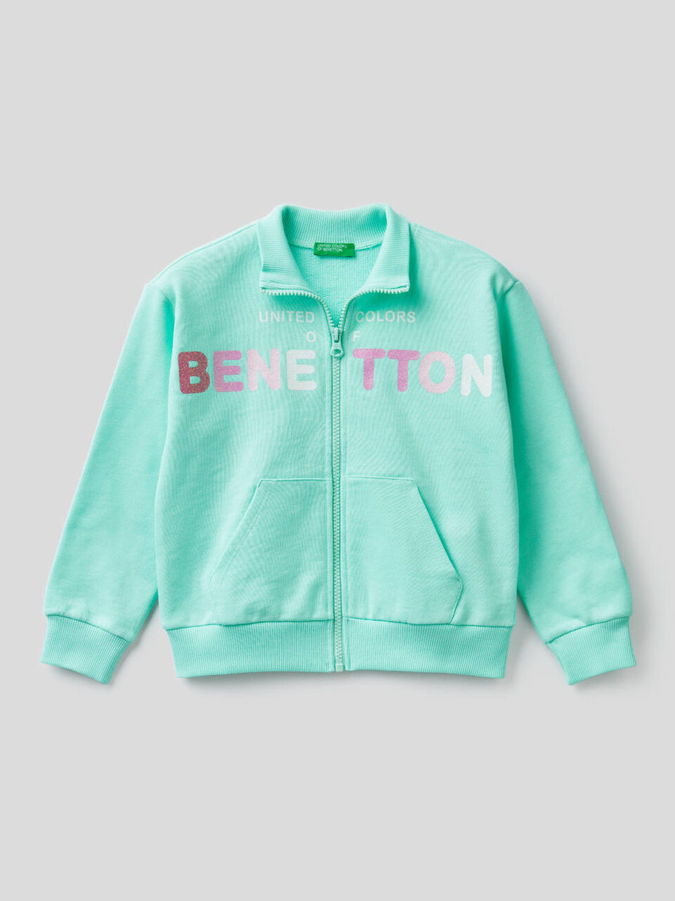 Pure cotton sweatshirt with zipper image number 1