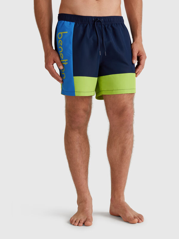 Color block swim trunks Men