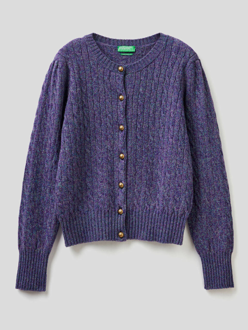 Cable knit cardigan in pure Shetland wool image number 1