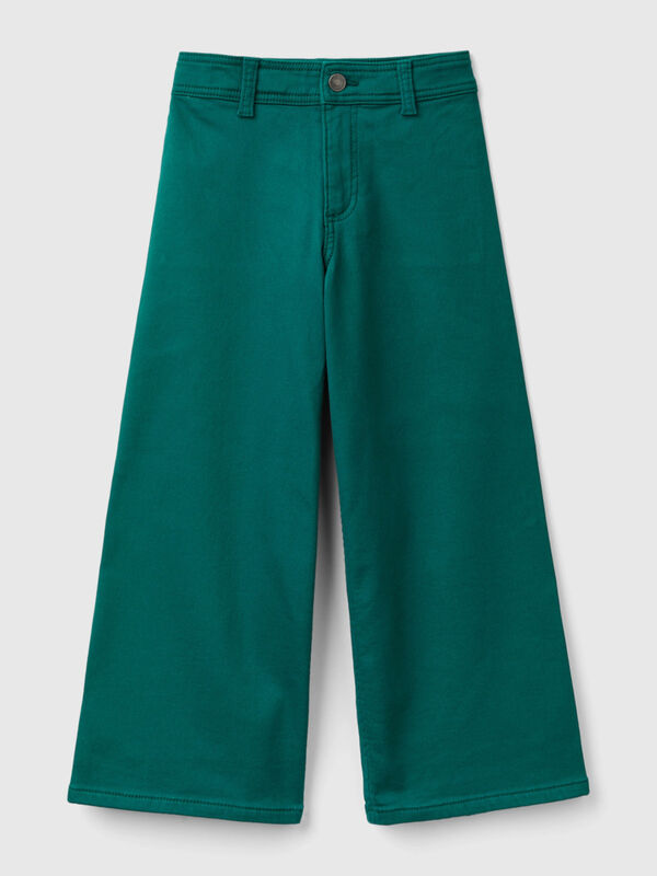 Wide trousers in stretch cotton Junior Girl