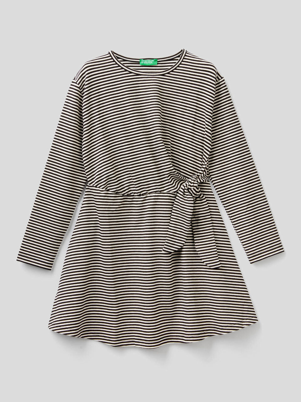 Striped dress with bow at waist image number 1