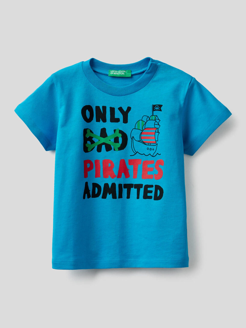 Cotton t-shirt with pirate print image number 1