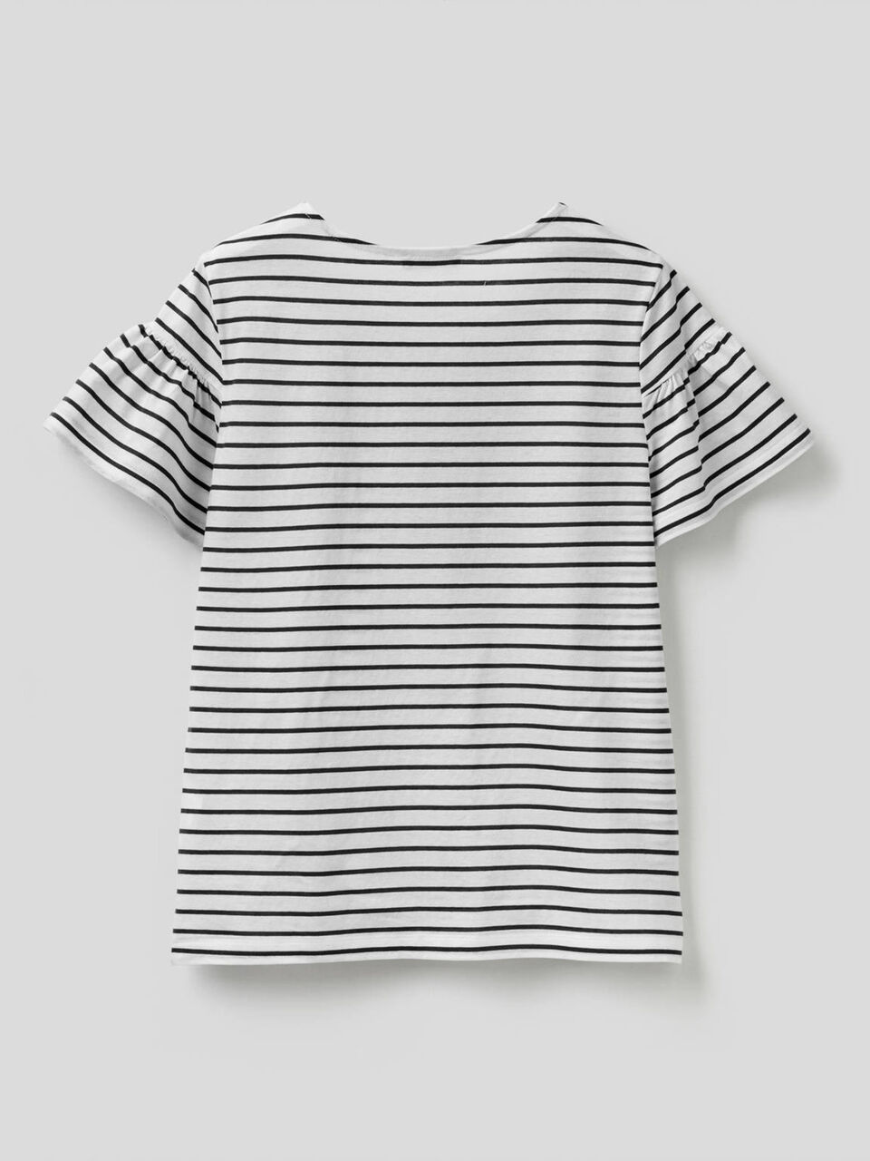 Striped t-shirt with gathered sleeves image number 2