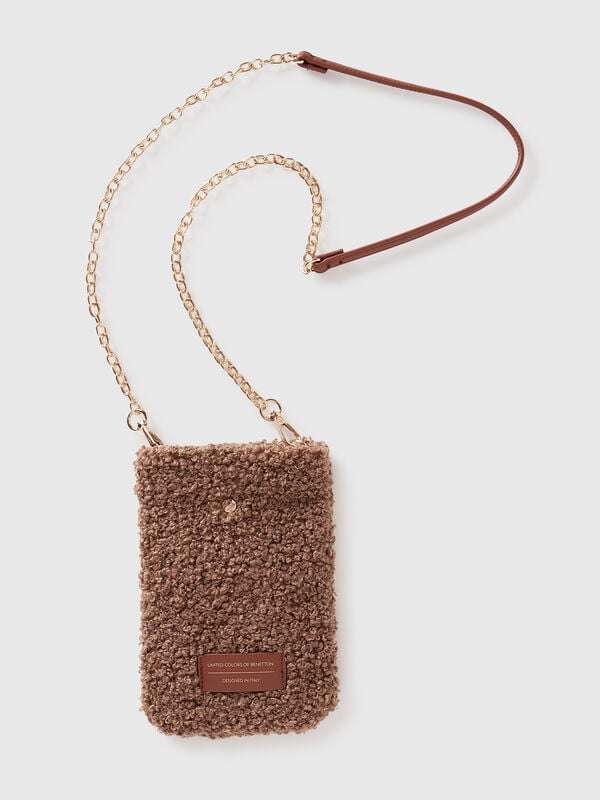 Faux fur cell phone holder Women