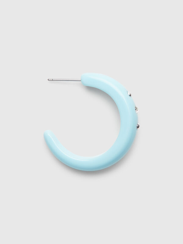 Aqua green hoop earrings with rhinestones and studs Women