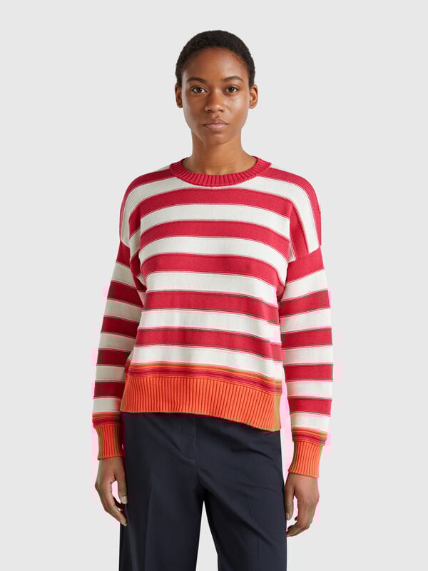 Striped sweater in tricot cotton Women