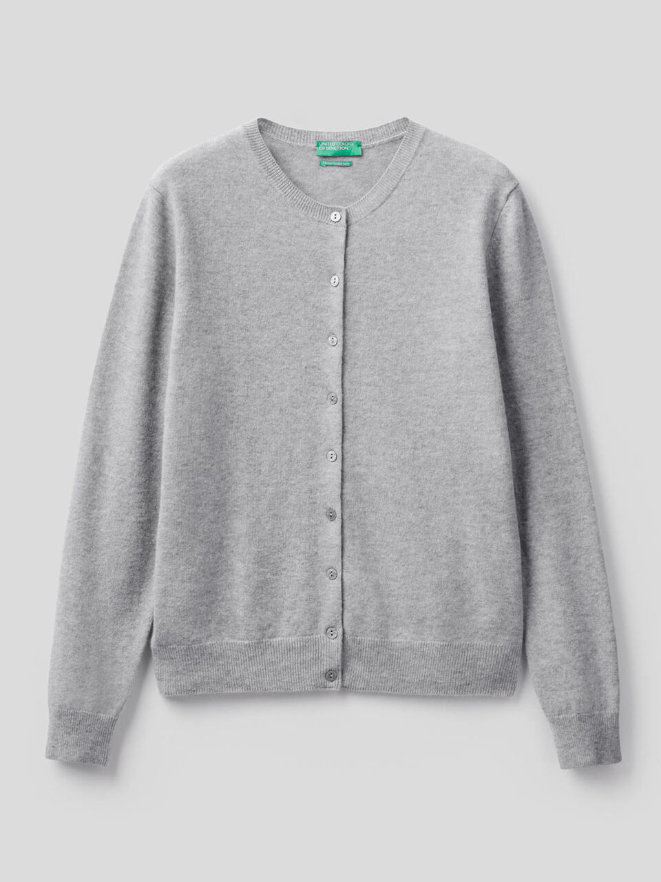 Crew neck cardigan in pure virgin wool image number 1