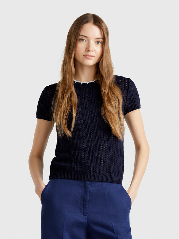 Perforated sweater in pure cotton Women