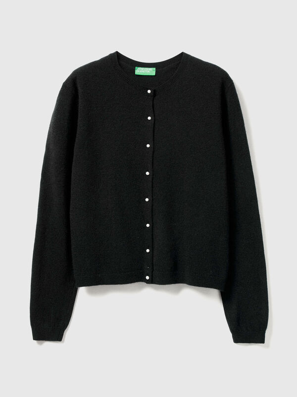 Black cardigan in pure Merino wool Women