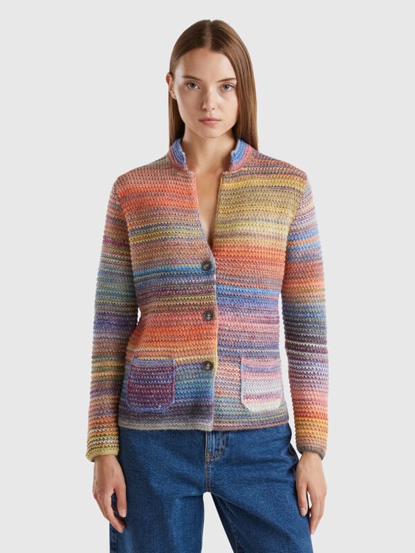 Knit jacket in multicolor wool blend Women