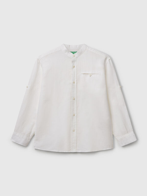 Mandarin collar shirt in linen blend Junior Boy