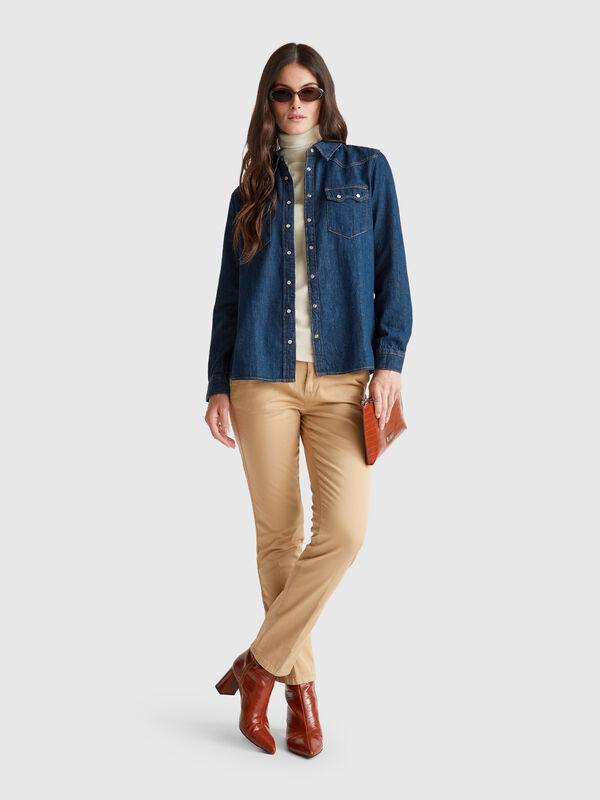 Slim fit cotton camel chinos Women