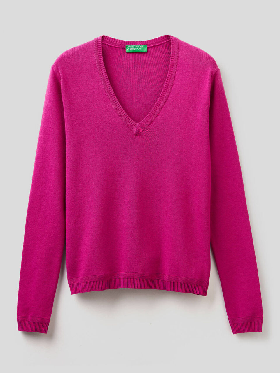 Pure cotton sweater with V-neck image number 1
