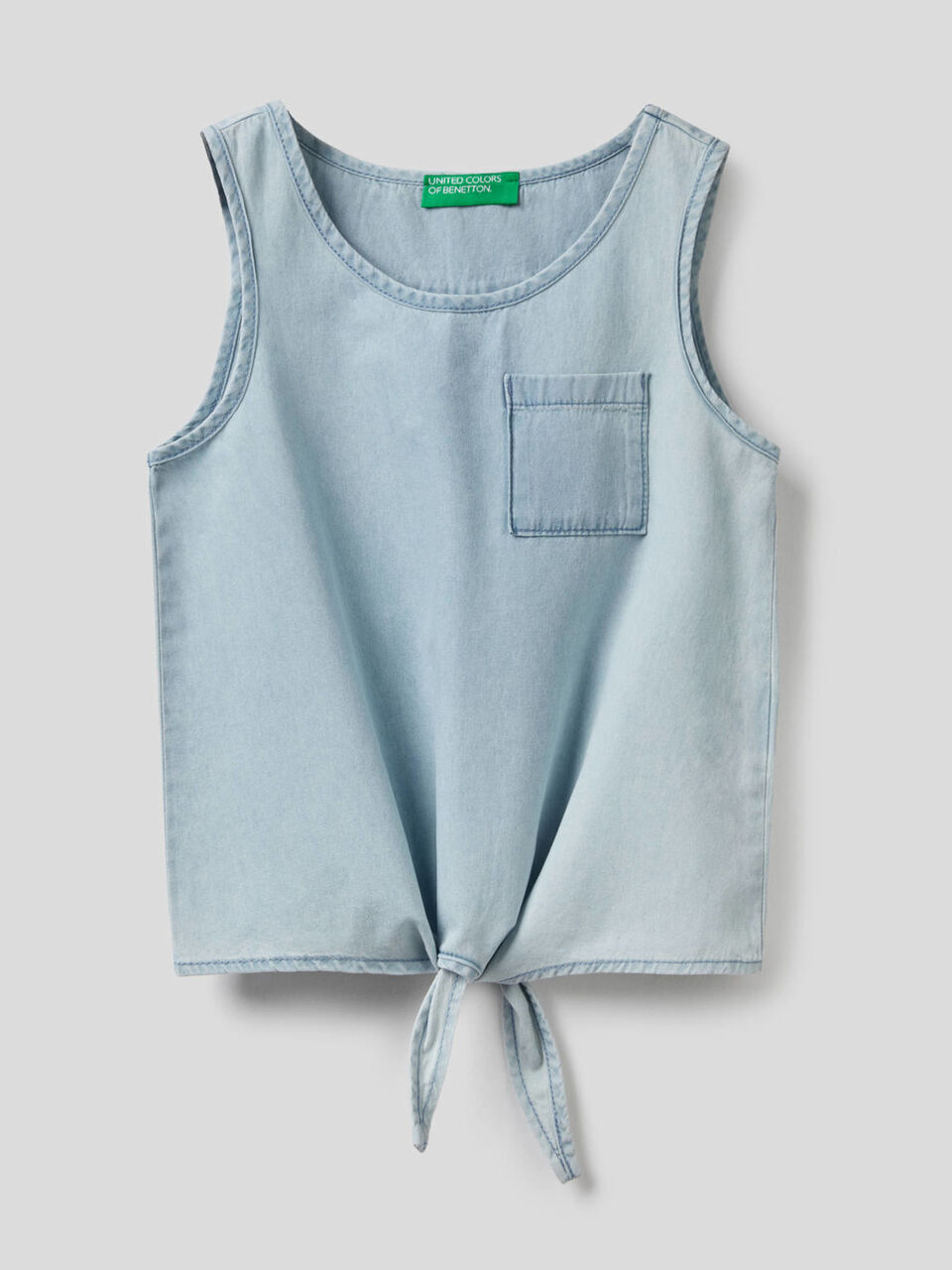 Sleeveless blouse with knot image number 1