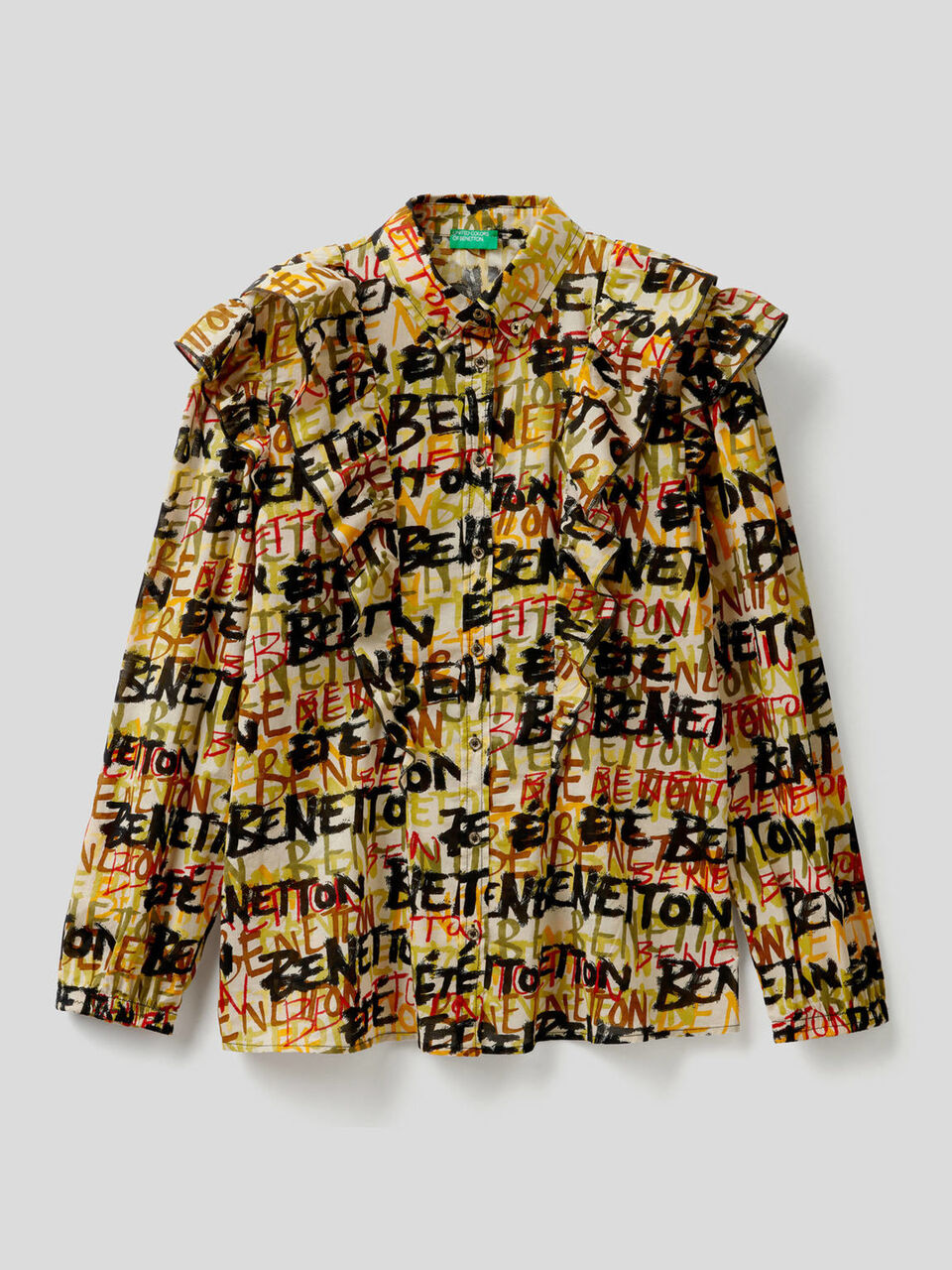 Printed shirt with frill image number 1