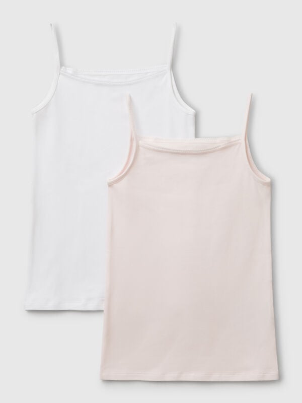 Two camisoles in stretch cotton Junior Girl