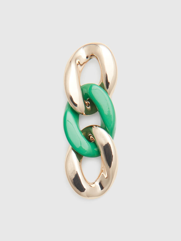 Gold and green chain drop earrings Women