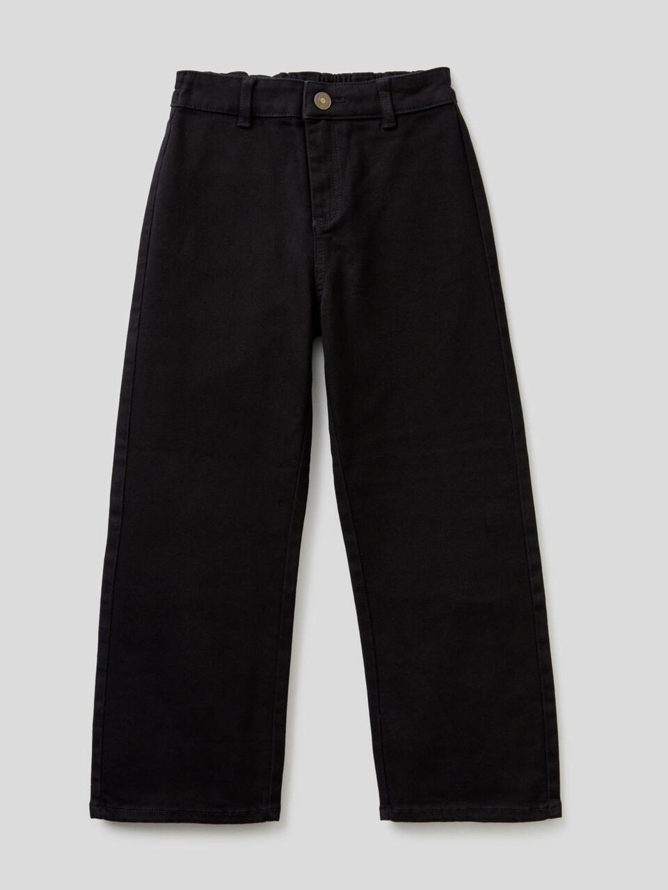 Trousers with wide leg in stretch cotton image number 1