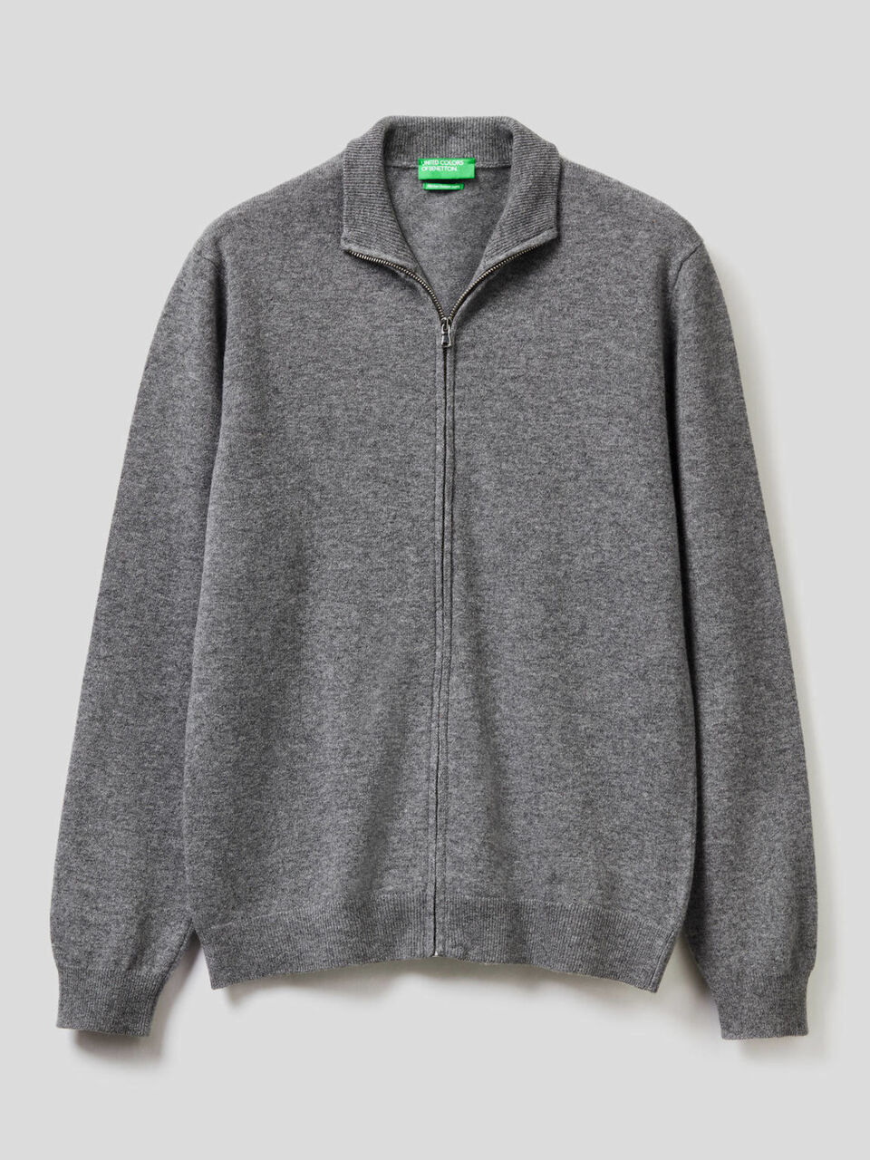 Zip-up cardigan in 100% virgin wool image number 1