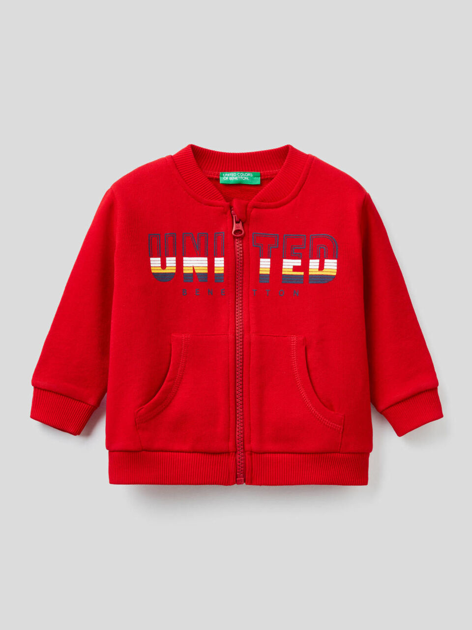 Sweatshirt with zip in organic cotton image number 1