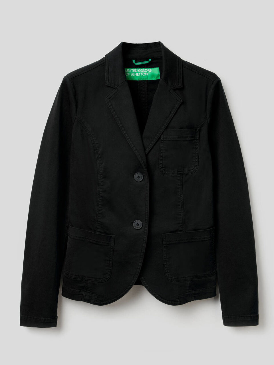 Stretch cotton flared blazer image number 1