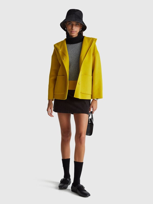 Jacket with hood in wool blend Women